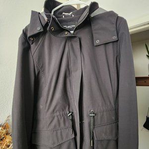 Black raincoat with hood